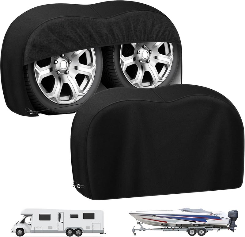 Mordx RV Tire Covers, Dual Axle Wheel Cover (2 Pack)，Black Waterproof Anti-UV Tire Coversfor RV/Truck/Trailer (2, 30"-33") - Image 1